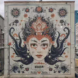 a big colorful mural on the side of a truck