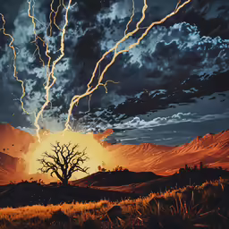 the sky is filled with storm clouds and lightning