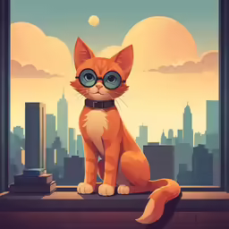 an orange cat with large blue eyes sitting on ledge