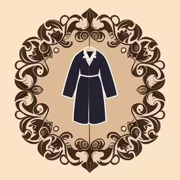 an ornate framed circular frame containing a coat,coat in a decorative frame for design