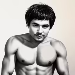 a shirtless man with a hairy chest and no underwear