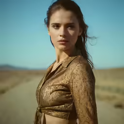 a woman wearing a top with a bow tie around her waist
