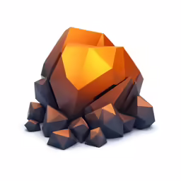 a golden stone that has been placed in a white space