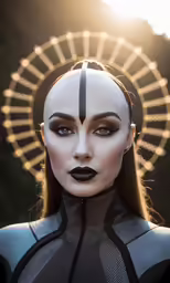 a beautiful young woman wearing dark makeup and white make up