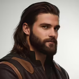 a man with long hair and a goatee has a beard