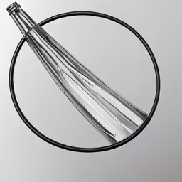 four glass bottles in the middle of a circular circle