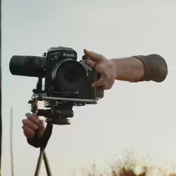 a camera is being used to film a scene