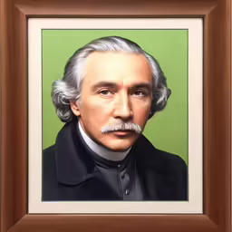 a framed portrait of a gentleman with gray hair