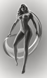 a female in bikini holding a large object