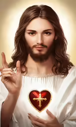 a jesus image shows the shape of a heart with an elaborate cross