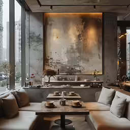 a table with dishes sitting on top of it
