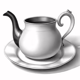 an artistic drawing of a teapot and cup
