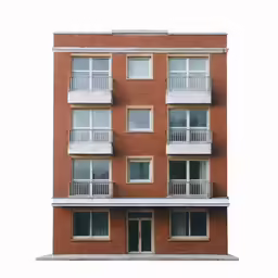 an apartment building with several balconies on the second story
