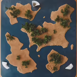 a computer screen with several small trees