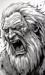 a drawing of an evil man with an open mouth