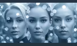 three female faces in a blurry image