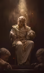 the statue of jesus is surrounded by other males